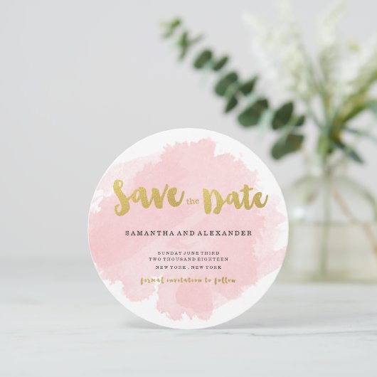 Gold en Blush Cirkel sparen de Datum Save The Date (Staand voorkant)