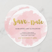 Gold en Blush Cirkel sparen de Datum Save The Date (Voorkant / Achterkant)