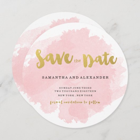 Gold en Blush Cirkel sparen de Datum Save The Date (Voorkant / Achterkant)