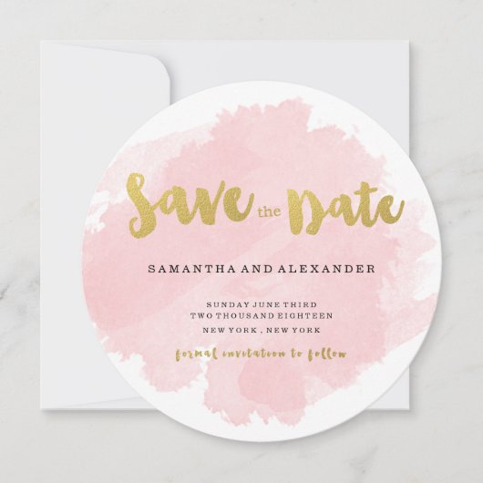 Gold en Blush Cirkel sparen de Datum Save The Date (Voorkant)