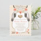 Gold en Blush Dreamweaver Boho Vrijgezellenfeest Kaart (Staand voorkant)