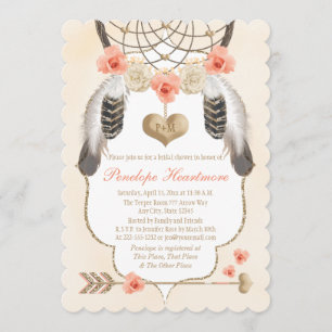 Gold en Blush Dreamweaver Boho Vrijgezellenfeest Kaart