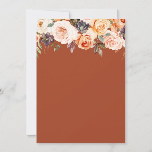 Gold en Blush herfst Bloemen bruiloft uitnodiging (Achterkant)