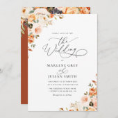 Gold en Blush herfst Bloemen bruiloft uitnodiging (Voorkant / Achterkant)