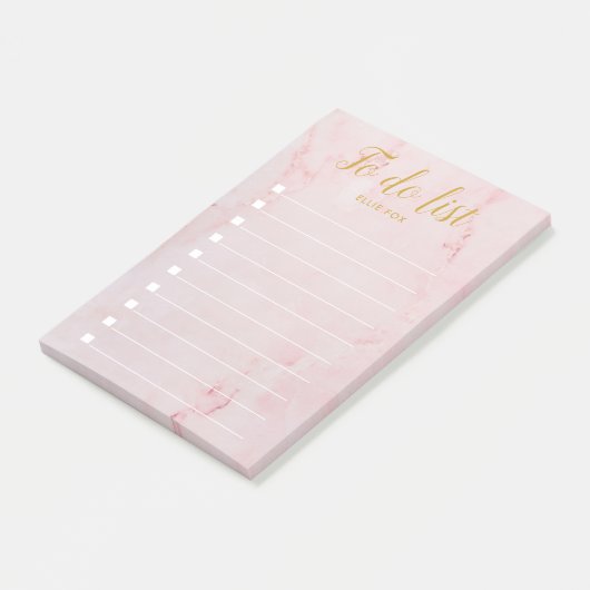 Gold- en Blush roze marmer-to-do-lijst Post-it® Notes (Schuin)