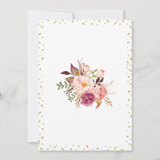 Gold en Blush Rozen Bridal Wedding Shower Kaart (Achterkant)