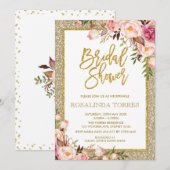 Gold en Blush Rozen Bridal Wedding Shower Kaart (Voorkant / Achterkant)