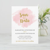 Gold en Blush Save the Date (Staand voorkant)