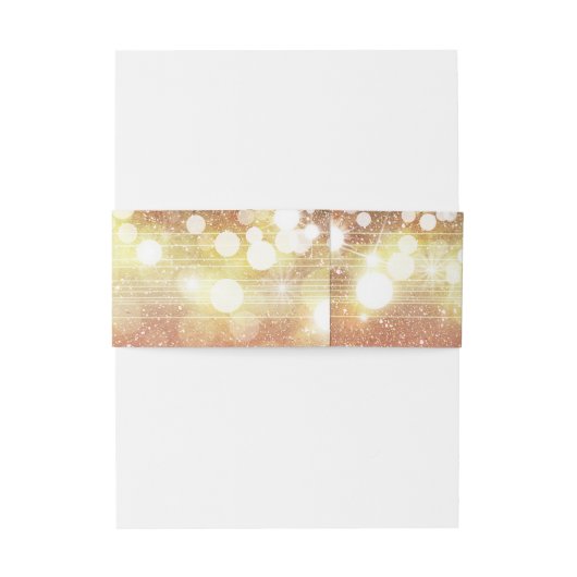 Gold en Blush String Lights Wedding Uitnodigingen Wikkel (Achterkant Voorbeeld)