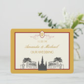 Gold en Bordeaux nieuwe orleans scènes sparen de D Save The Date (Staand voorkant)