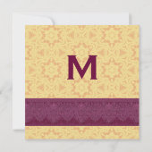 Gold en Bourgogne Damask Monogram Wedding V30 Kaart (Achterkant)
