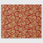 Gold- en Bourgogne Floral-Damaspatroonpatroon Cadeaupapier (Vlak)