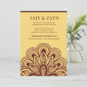 Gold en Bourgogne Indische bruiloft Kaart (Staand voorkant)