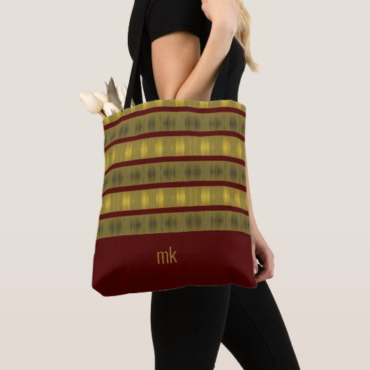 Gold en Bourgogne Monogrammed Tote Bag (Dichtbij)