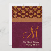 Gold en Bourgogne Retro Stars Pattern Wedding B19 Kaart (Achterkant)