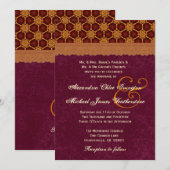 Gold en Bourgogne Retro Stars Pattern Wedding B19 Kaart (Voorkant / Achterkant)