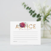 Gold en Bourgogne Rode Baby shower Advies Kaarten (Staand voorkant)