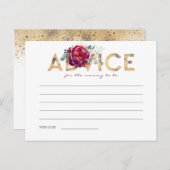 Gold en Bourgogne Rode Baby shower Advies Kaarten (Voorkant / Achterkant)