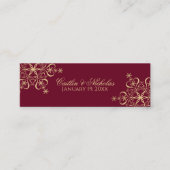 Gold- en Bourgogne Snowflake Place Card Mini Visitekaartje (Voorkant)