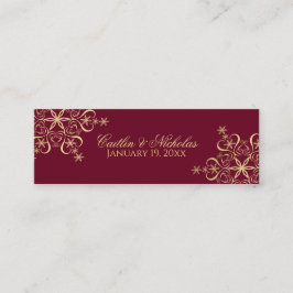 Gold- en Bourgogne Snowflake Place Card Mini Visitekaartje