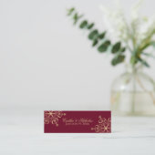 Gold- en Bourgogne Snowflake Place Card Mini Visitekaartje (Staand voorkant)