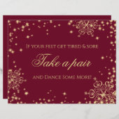 Gold en Bourgogne Snowflakes Editable Signage (Voorkant / Achterkant)
