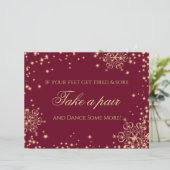 Gold en Bourgogne Snowflakes Editable Signage (Staand voorkant)
