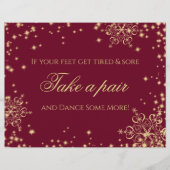 Gold en Bourgogne Snowflakes Editable Signage (Voorkant)