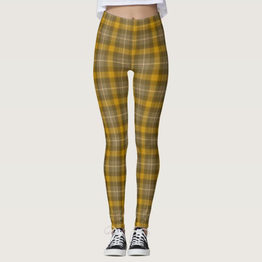 Gold- en bruine speldenpatroon leggings (Voorkant)