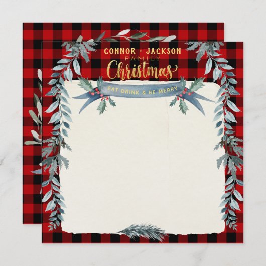 Gold- en Buffalo-gepantserde kerstmis leeg Menu (Voorkant / Achterkant)