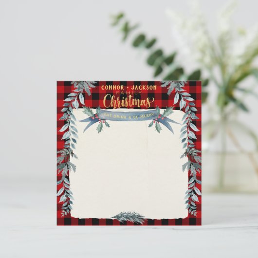 Gold- en Buffalo-gepantserde kerstmis leeg Menu (Staand voorkant)