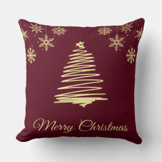 Gold en Burgandy Kerstmis Kussen