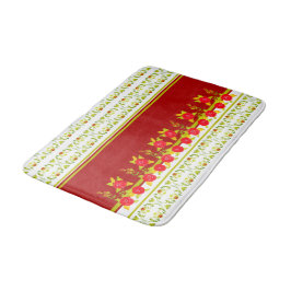 Gold en Burgundy Floral Accented Badmat