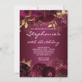 Gold en Burgundy Floral Ombre 60th Birthday Kaart (Voorkant)