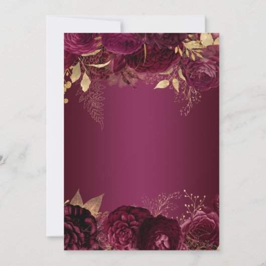 Gold en Burgundy Floral Ombre 60th Birthday Kaart (Achterkant)