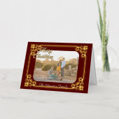 Gold en Burgundy - Fotokerstmis Folie Feestdagenkaart (Voorkant)