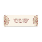 Gold en Burgundy Henna Mehndi Wedding Etiket (Voorkant)