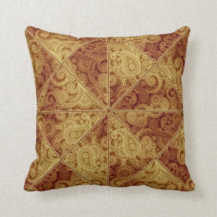 Gold en Burgundy Paisley Pattern Pillow Kussen