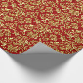 Gold en Burgundy Red Vinage Damaskers Cadeaupapier (Hoek)
