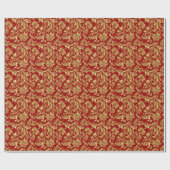 Gold en Burgundy Red Vinage Damaskers Cadeaupapier (Vlak)