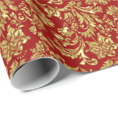 Gold en Burgundy Red Vinage Damaskers Cadeaupapier (Rol Hoek)