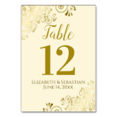 Gold en Cream Elegant Frilly Wedding Kaart (Achterkant)