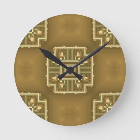 Gold- en Cream Geometric Pattern Ronde Klok (Voorkant)