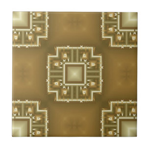 Gold- en Cream Geometric Pattern Tegeltje