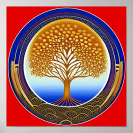 Gold- en Cyanboom-Poster van het leven Poster