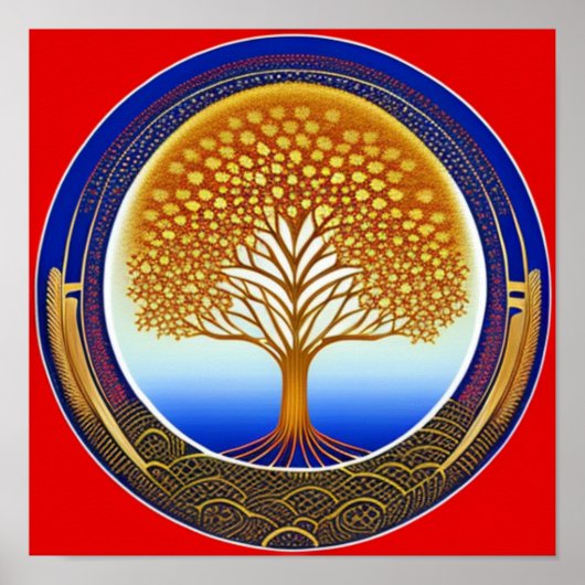 Gold- en Cyanboom-Poster van het leven Poster (Voorkant)