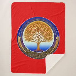 Gold- en Cyanboom Sherpa Deken