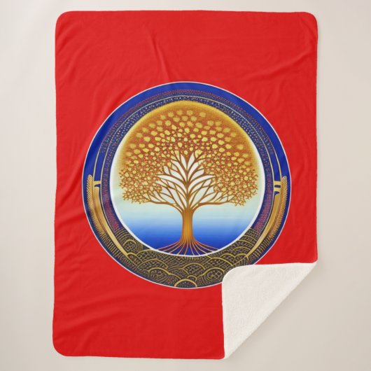 Gold- en Cyanboom Sherpa Deken (Voorkant)