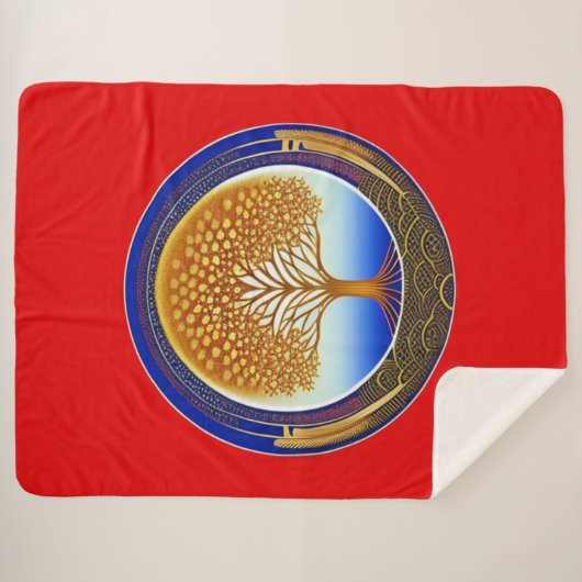 Gold- en Cyanboom Sherpa Deken (Voorkant (horizontaal))