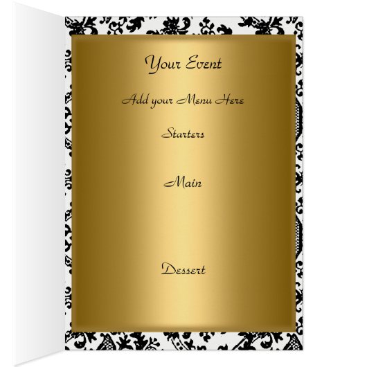 Gold en Damask Tafelplaatsing en Menu Kaart (Binnen (Rechts))